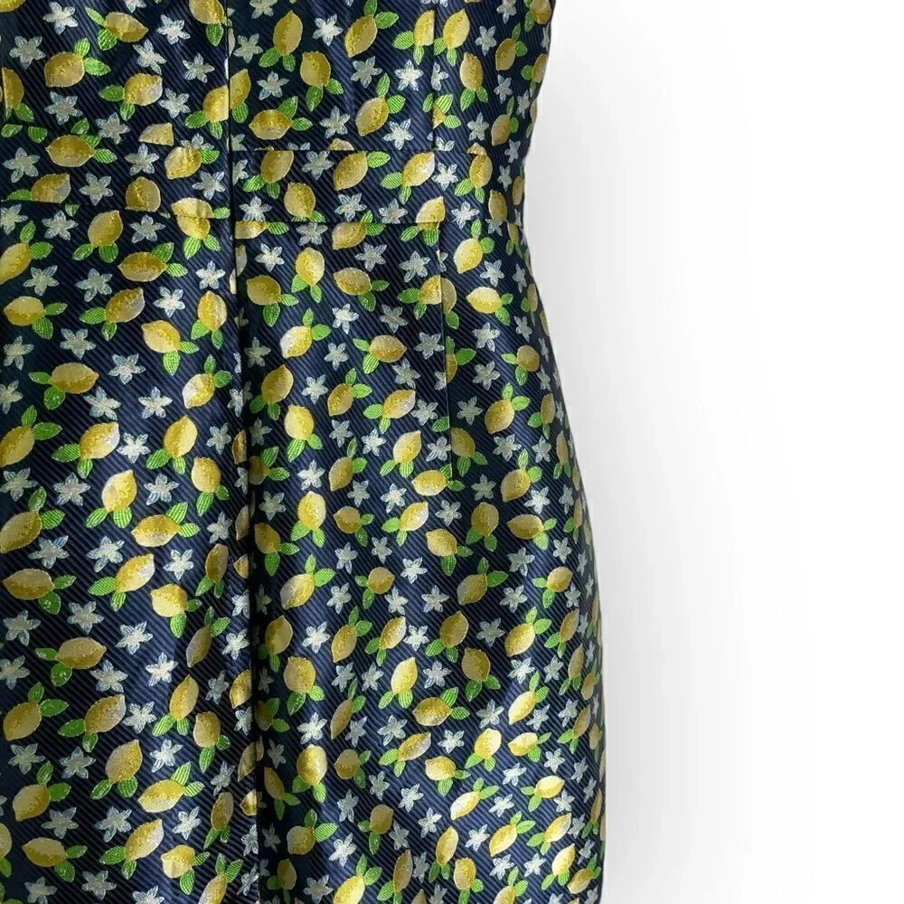 J.Crew V-Neck Sheath Dress in Lemon Jacquard 8 Tall